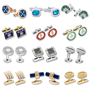 16 Years Professional Custom Cufflink Box Set Supplier DIY Round Bezel Stainless Luxurious Masonic Cufflinks And Studs Mens