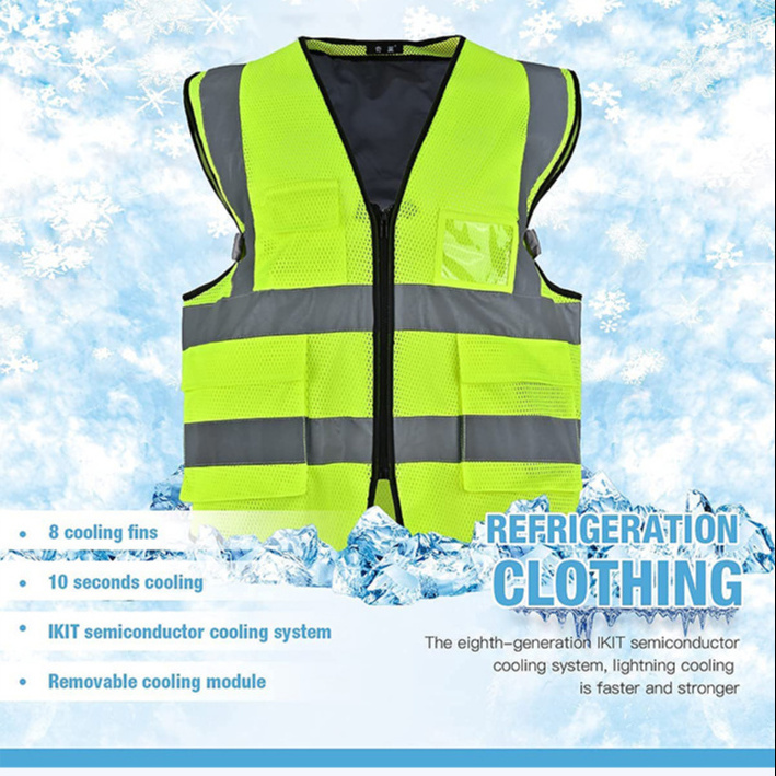 Safety reflective safety vest with logo,rechargeable battery  heated vest with battery pack, peltier ice cooling vest wear