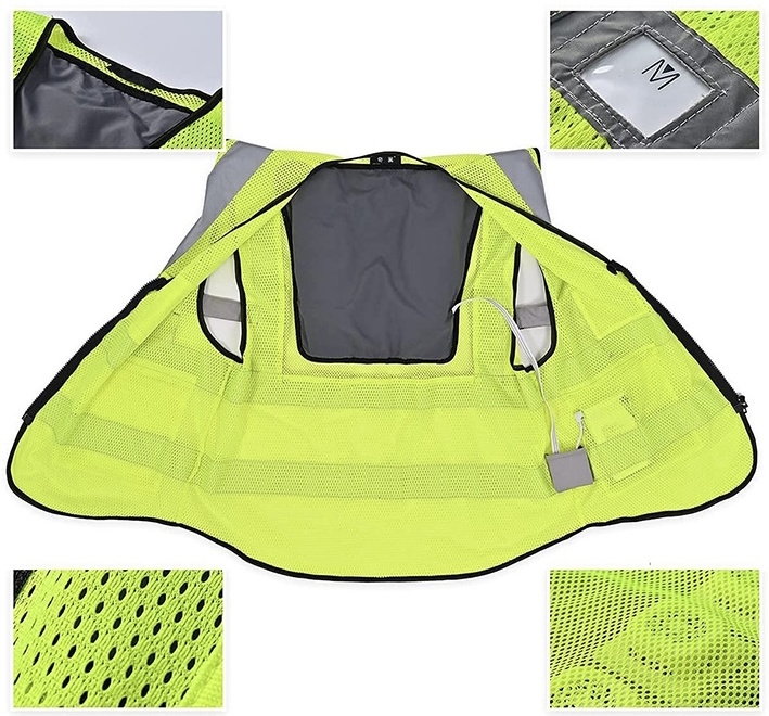 Safety reflective safety vest with logo,rechargeable battery  heated vest with battery pack, peltier ice cooling vest wear