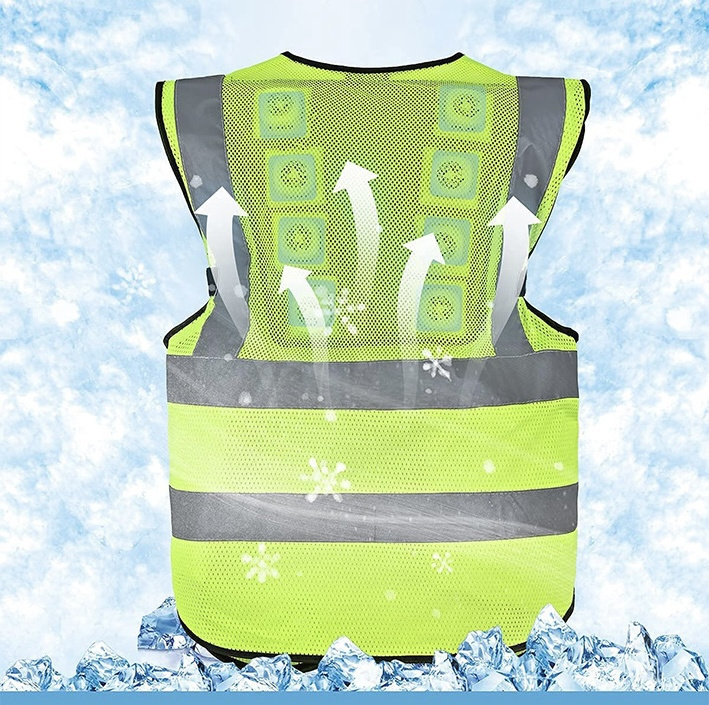 Safety reflective safety vest with logo,rechargeable battery  heated vest with battery pack, peltier ice cooling vest wear