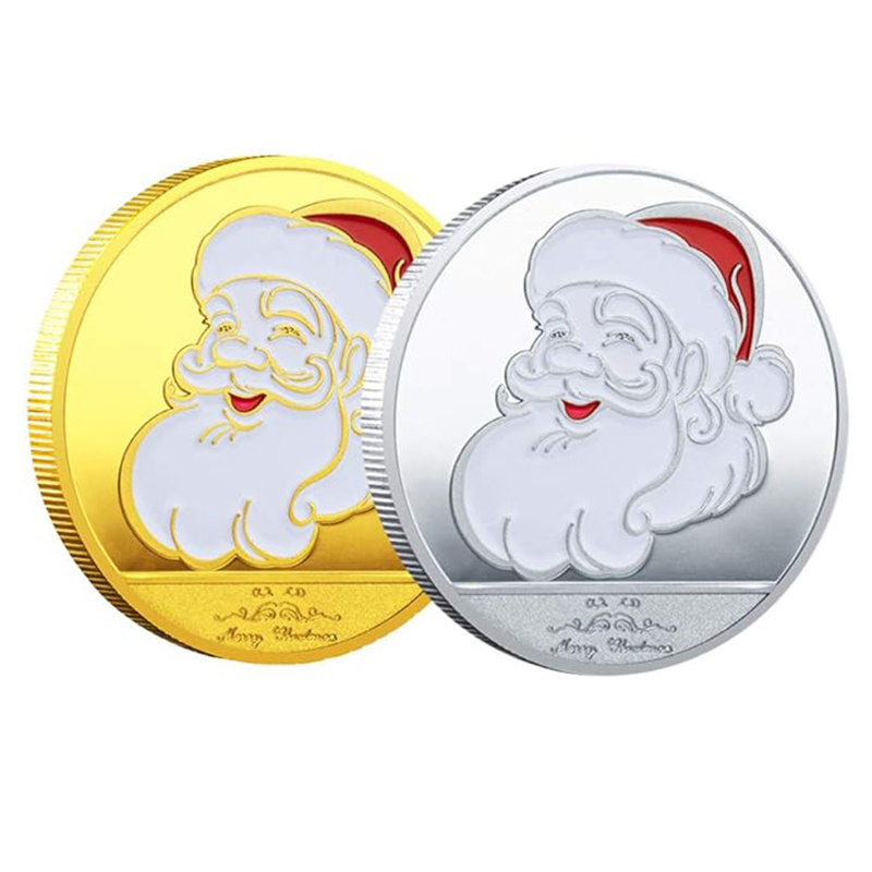 Factory Price Custom Gold Silver Santa Claus Coin Metal Merry Christmas Happy New Year Gift Challenge Coin