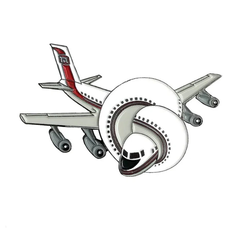 Customized 3D Design Metal Airplane Brooch Pins Badge Hard Soft Enamel Airplane Shape Lapel Pin