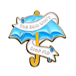 Custom Beautiful Synthetic Cute Soft Enamel Lapel Pin Uv Printing Metal Badge Wholesale Umbrella Ocean Enamel Pins