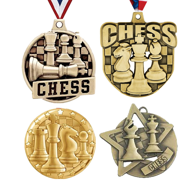 Top Champion Sports Competition Custom Metal Chess Shield Medal For Promotional Gifts