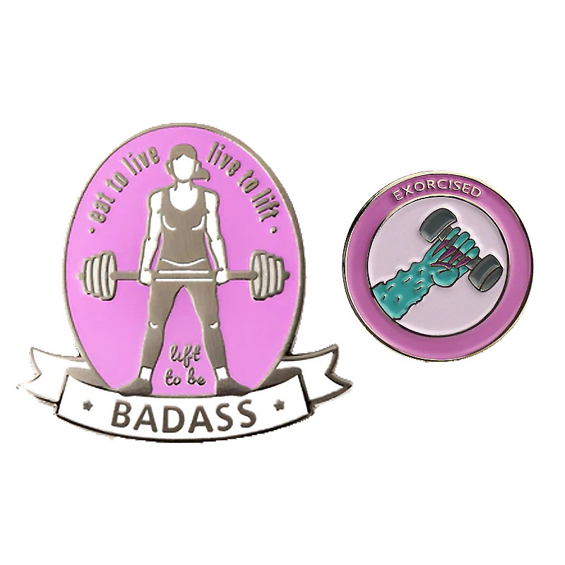 Custom Cool Gym Exercise Weightlifting Sport Badge For Fitness Club Gift Enamel Fitness Pins