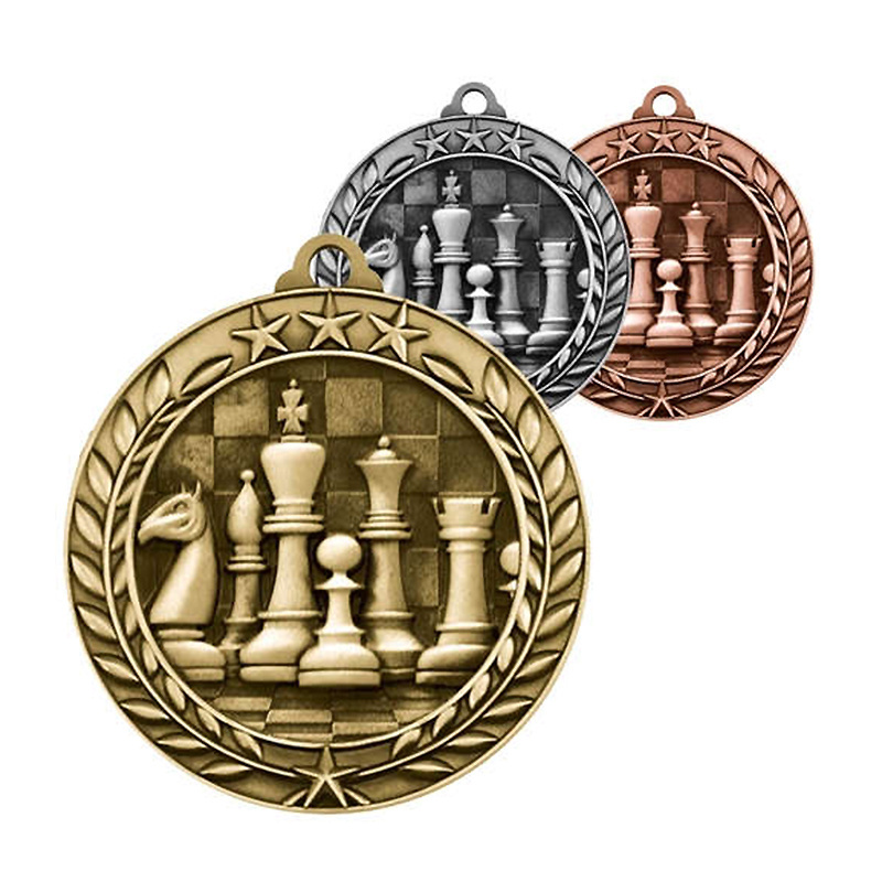 Top Champion Sports Competition Custom Metal Chess Shield Medal For Promotional Gifts