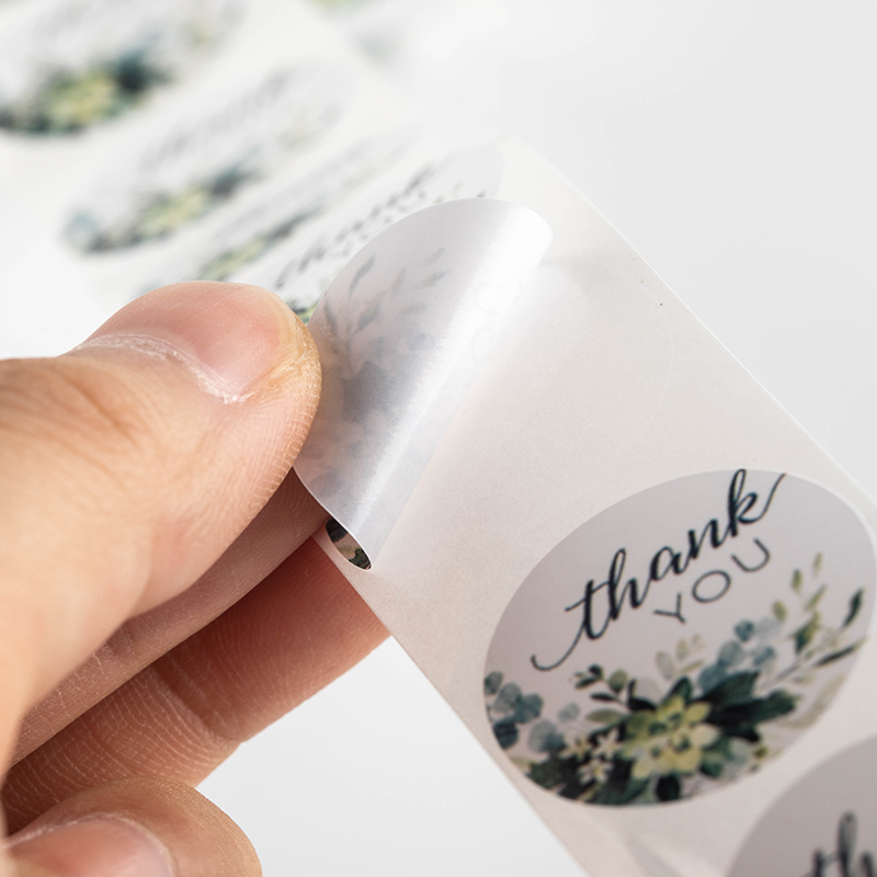 Adhesive Floral Thank You Flower Sealing Cute Sticker Custom Printing Labels 500