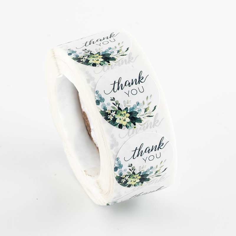 Adhesive Floral Thank You Flower Sealing Cute Sticker Custom Printing Labels 500