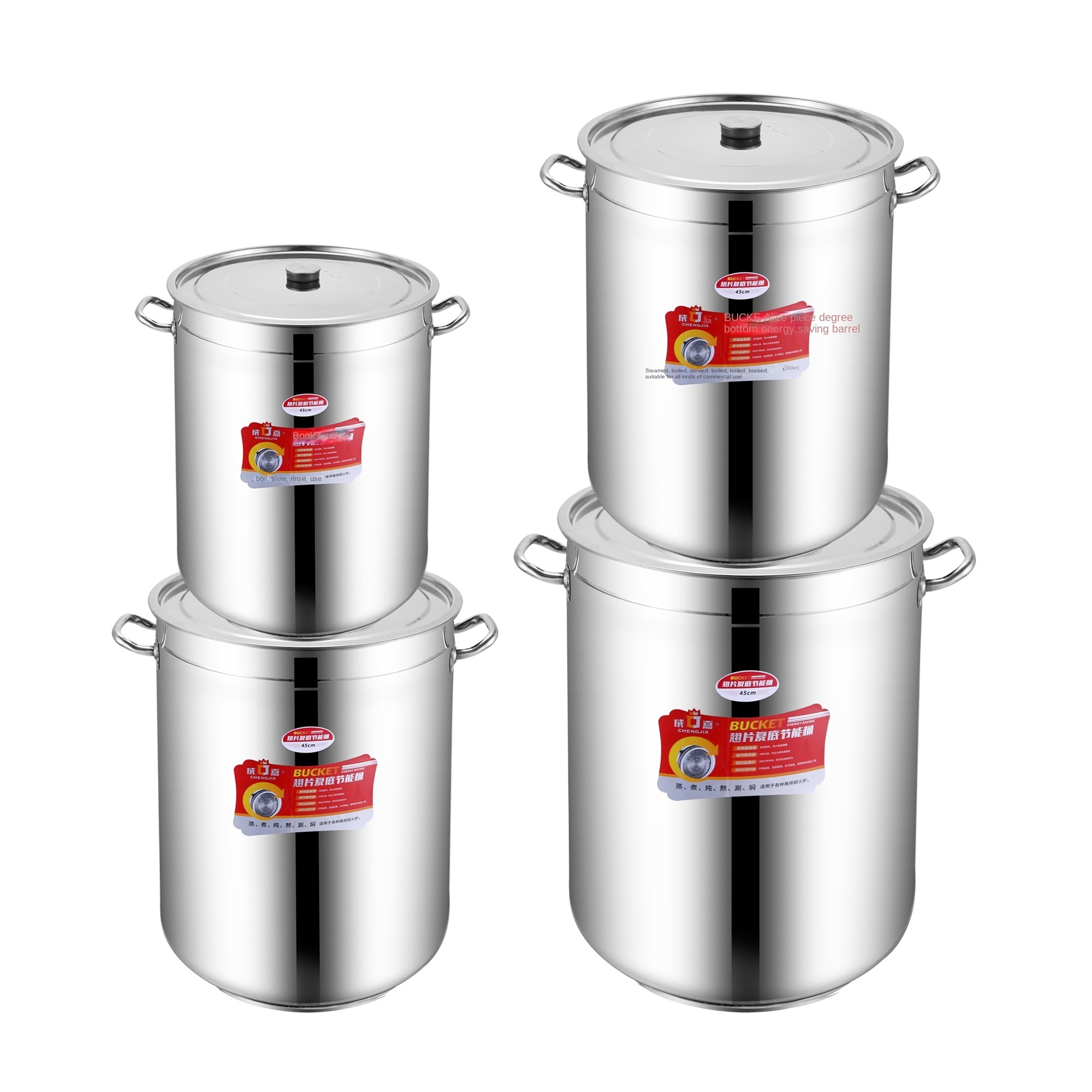 commercial 35 40 45 50 60cm Deep Large Stainless Steel Stock Pot