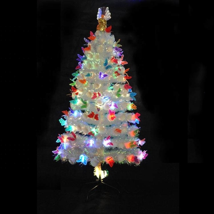 Factory Direct Sales Prelit Christmas tree Fiber Optic Xmas Tree Home Decor LED Lights  Butterfly Angel Top