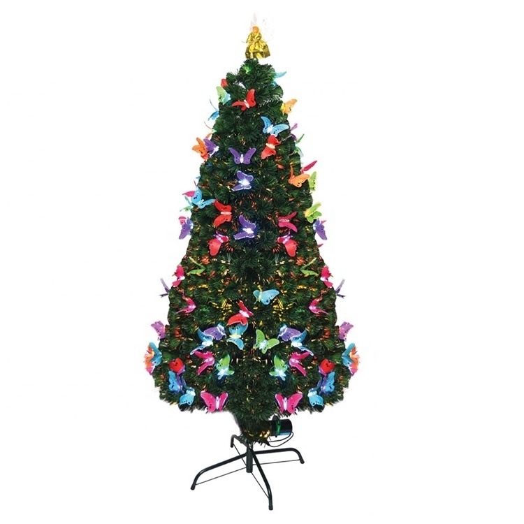 Factory Direct Sales Prelit Christmas tree Fiber Optic Xmas Tree Home Decor LED Lights  Butterfly Angel Top