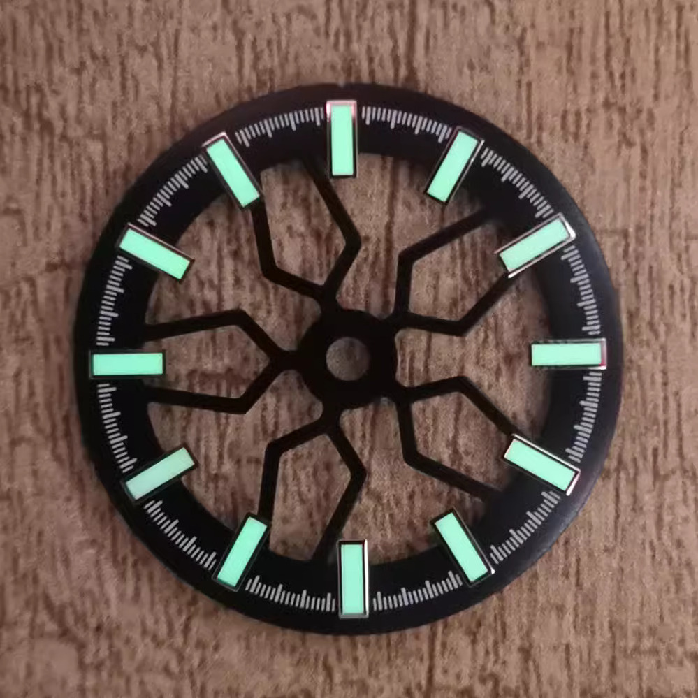 28.5MM Dial Wheel Shape Green Luminous Dial Plate For NH70 Movement Watch Accessories