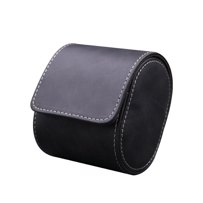 Watch Bracelet Storage Bag Case Leather 1 Slot  Portable Travel Watch Genuine Leather Pouch Watch Roll Bag Leather for Men Women