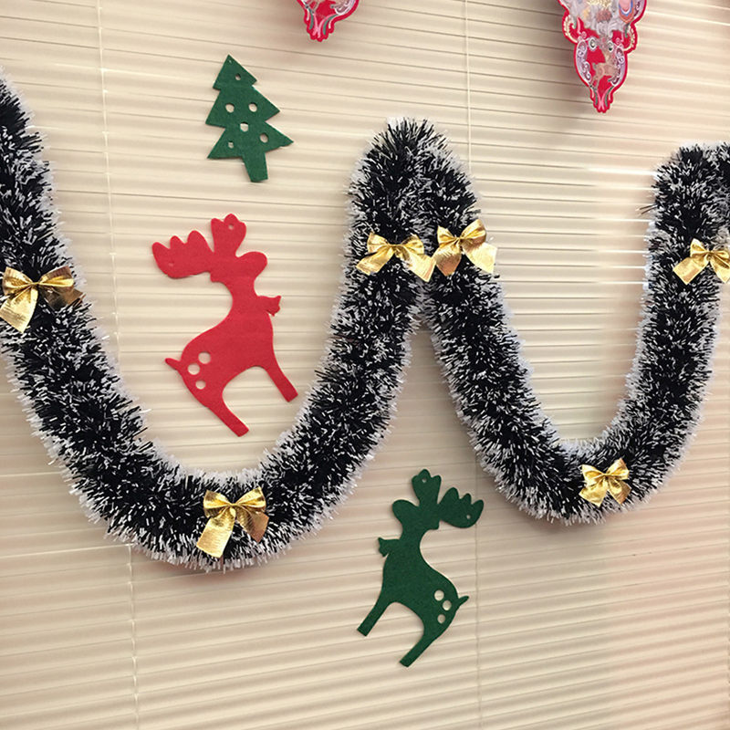 QY 2022 New 2M Christmas Garland Home Party Wall Door Decor Christmas Tree Ornaments Tinsel Strips with Bowknot Party Supplies U