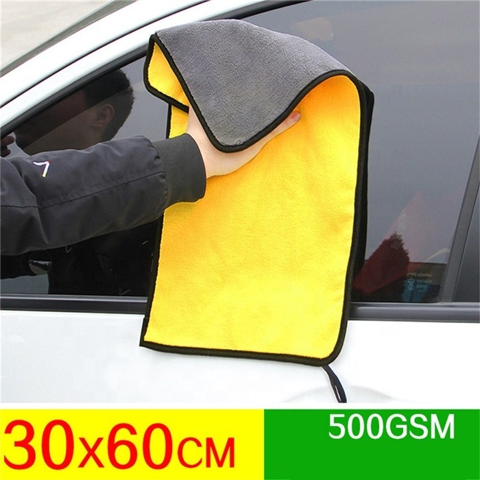 QY 30x30/60CM Car Wash Microfiber Towel Cleaning Drying Cloth Hemming  Care Cloth  Car Wash Towel car Accessories