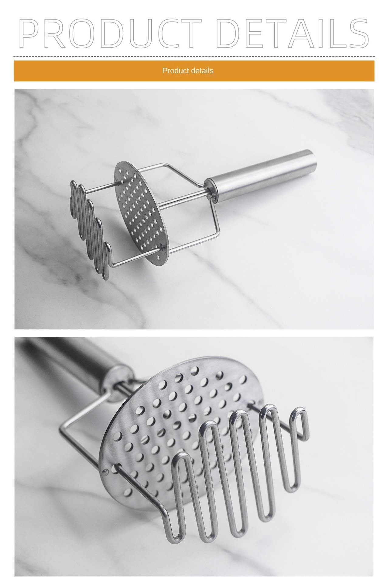 QY-Double layer stainless steel potato masher fruit masher