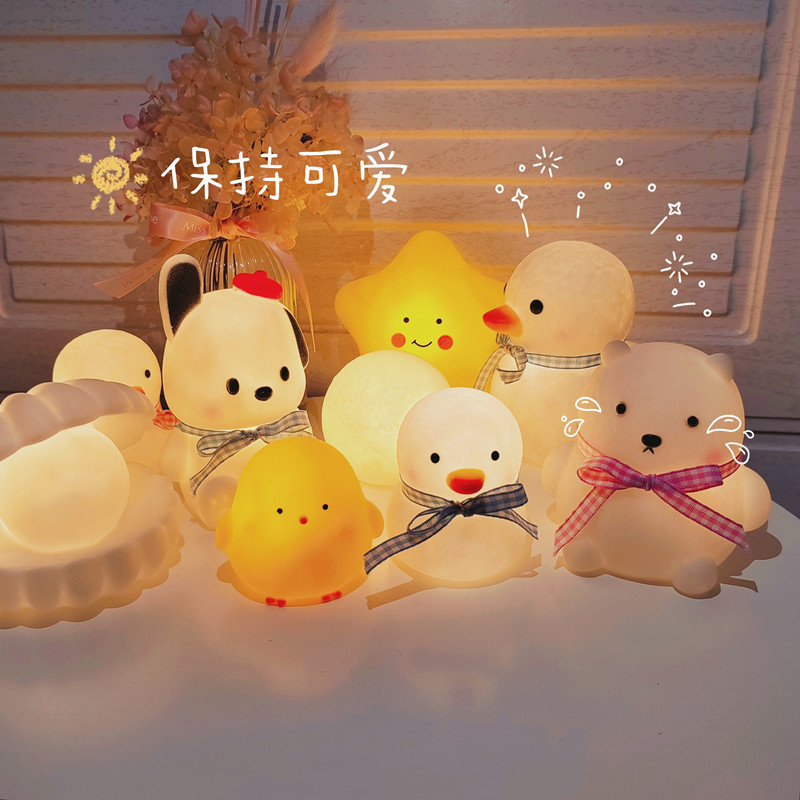 QY custom explosive led rubber night light duck cartoon ins creative night market stalls source night market children's luminous