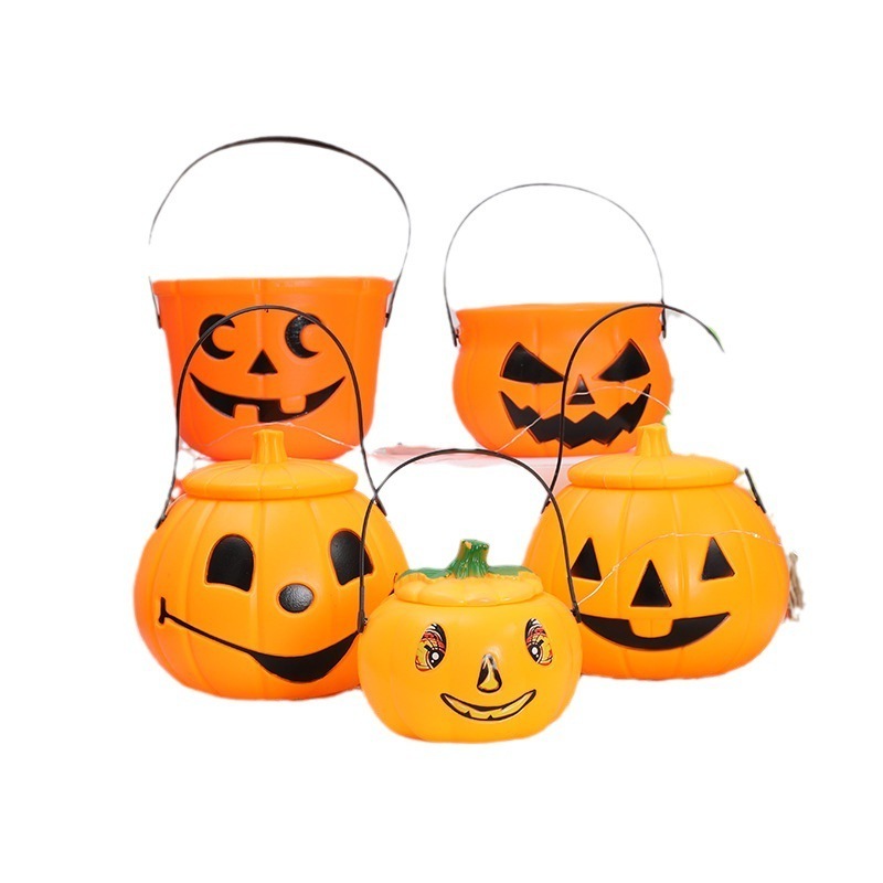 Halloween with cover cute children carrying candy jar kindergarten decoration supplies show props jack-o '-lantern