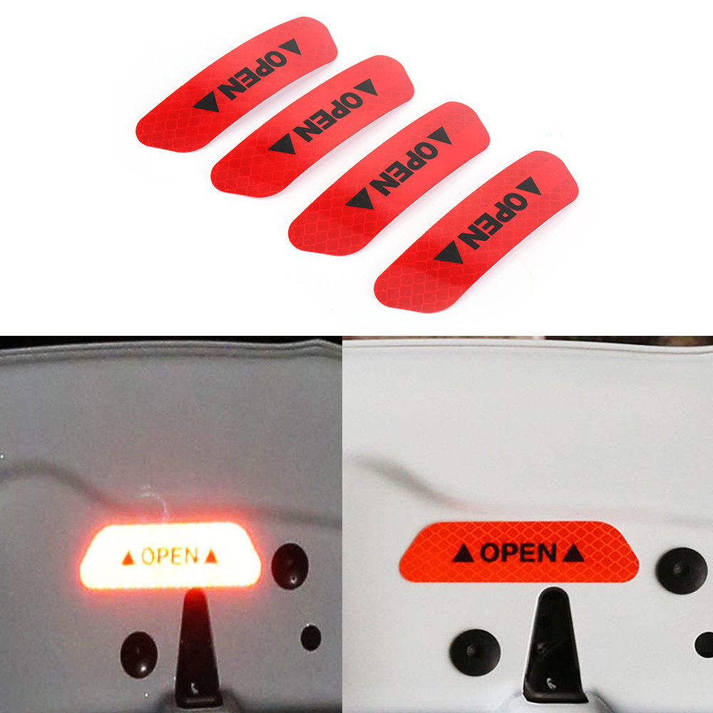 QY Car reflective stickers reflective strip car shape 4 color security mark car door sticker decal warning accessories