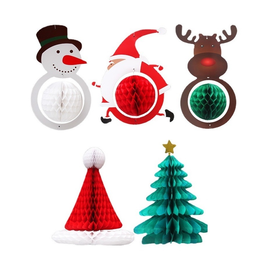 Christmas creative Christmas tree paper decorations hanging decorations shopping mall window shop scene decoration