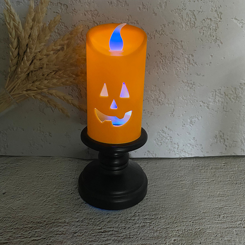 Halloween decoration candlestick pumpkin lantern LED electronic candle light Creative decoration nightlight oil lamp