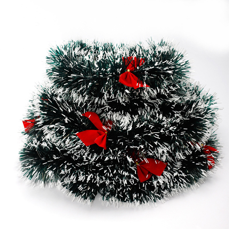 QY 2022 New 2M Christmas Garland Home Party Wall Door Decor Christmas Tree Ornaments Tinsel Strips with Bowknot Party Supplies U