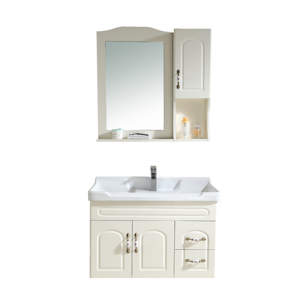 European style wall mounted sink vanity sanitary wash furniture bathroom hanging cabinet