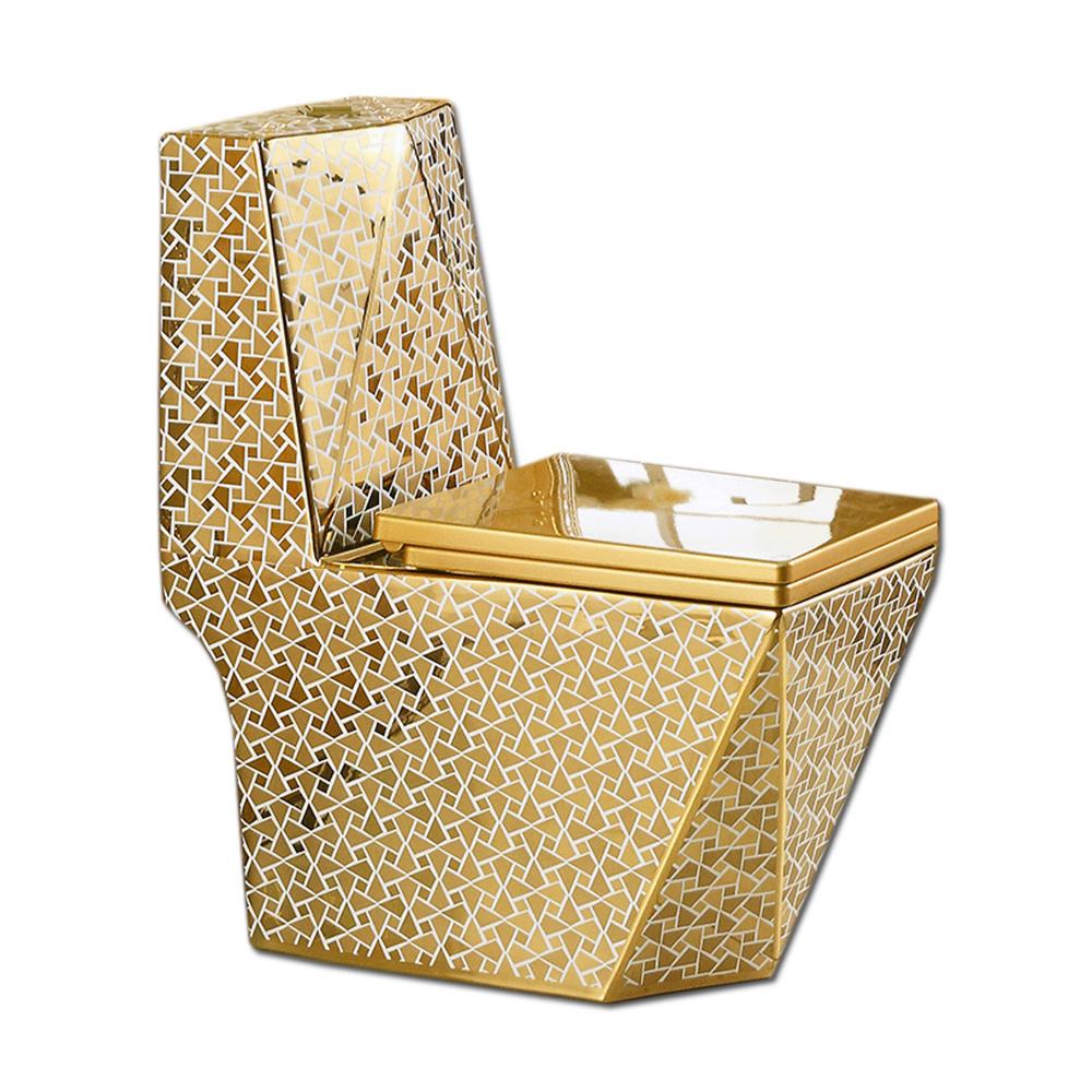 Hot sale S trap golden sanitary wares wc ceramic diamond golden toilet