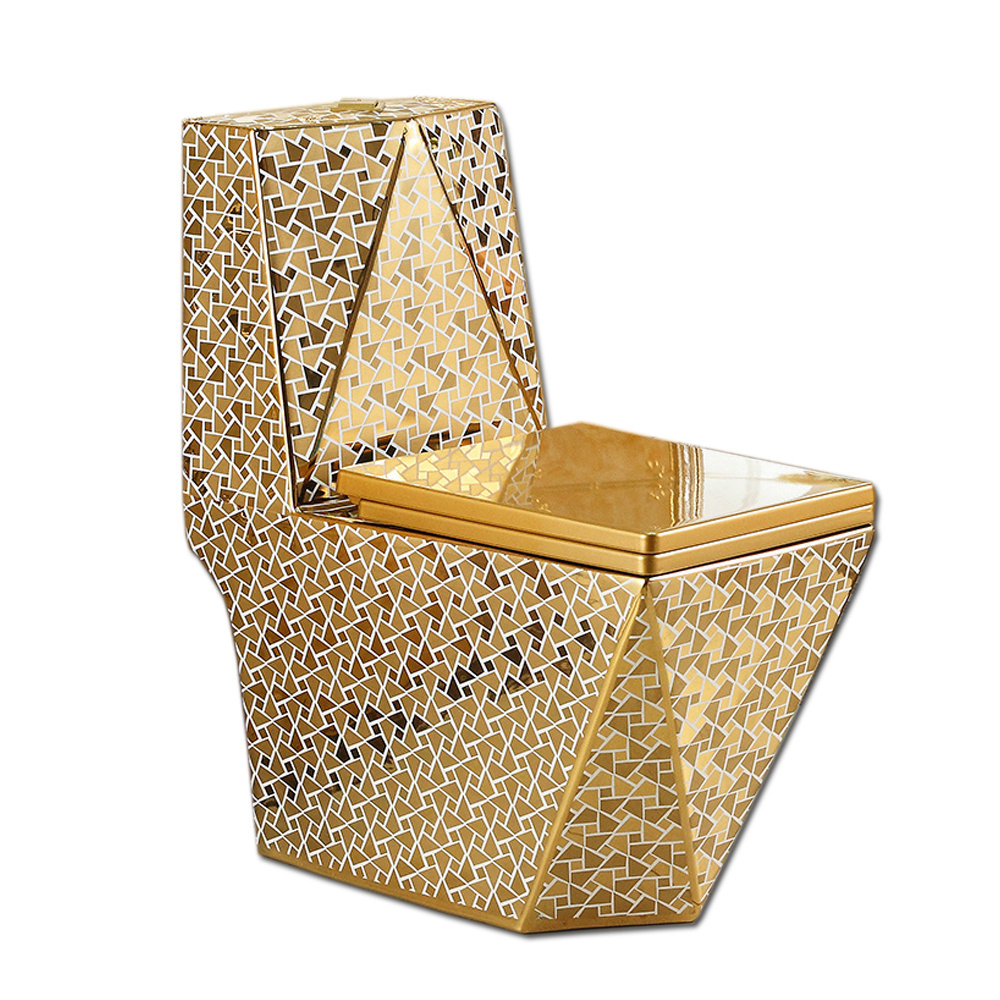 Hot sale S trap golden sanitary wares wc ceramic diamond golden toilet