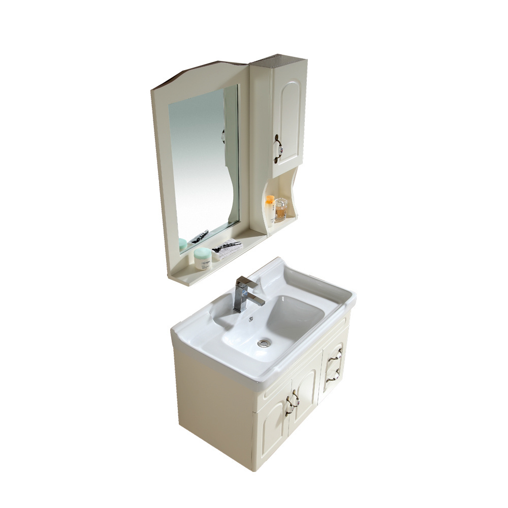 European style wall mounted sink vanity sanitary wash furniture bathroom hanging cabinet