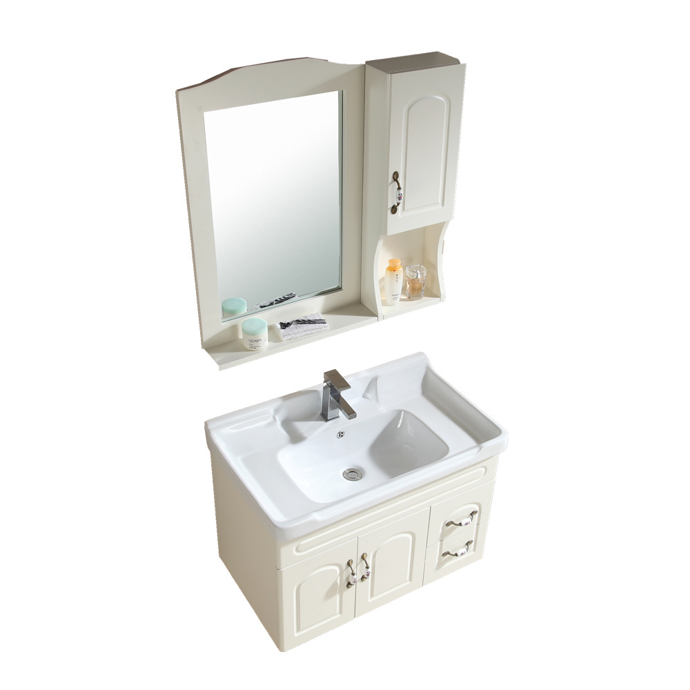 European style wall mounted sink vanity sanitary wash furniture bathroom hanging cabinet