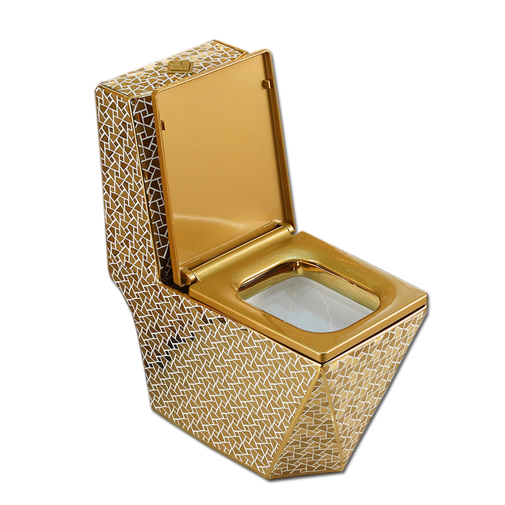 Hot sale S trap golden sanitary wares wc ceramic diamond golden toilet