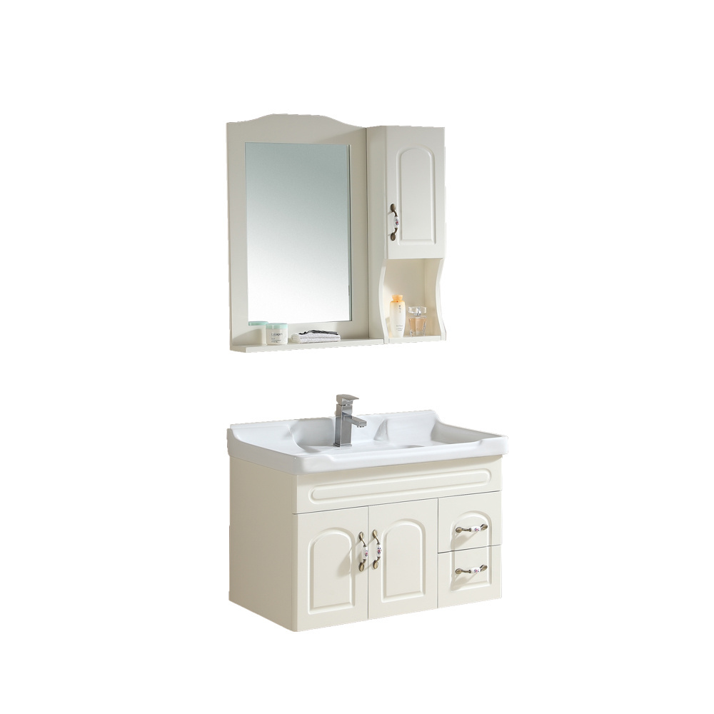 European style wall mounted sink vanity sanitary wash furniture bathroom hanging cabinet