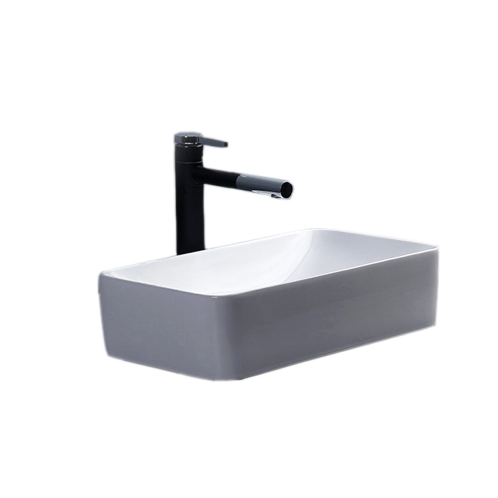 Modern Above Countertop Ceramic Washbasin Bathroom Porcelain Hand Wash Rectangular Sinks