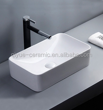 Modern Above Countertop Ceramic Washbasin Bathroom Porcelain Hand Wash Rectangular Sinks