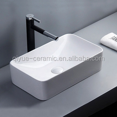 Modern Above Countertop Ceramic Washbasin Bathroom Porcelain Hand Wash Rectangular Sinks