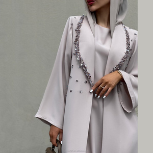 Islamic Dubai fashion luxury abaya with scattered beaded  muslim  kaftan women evening party long sleeves dress