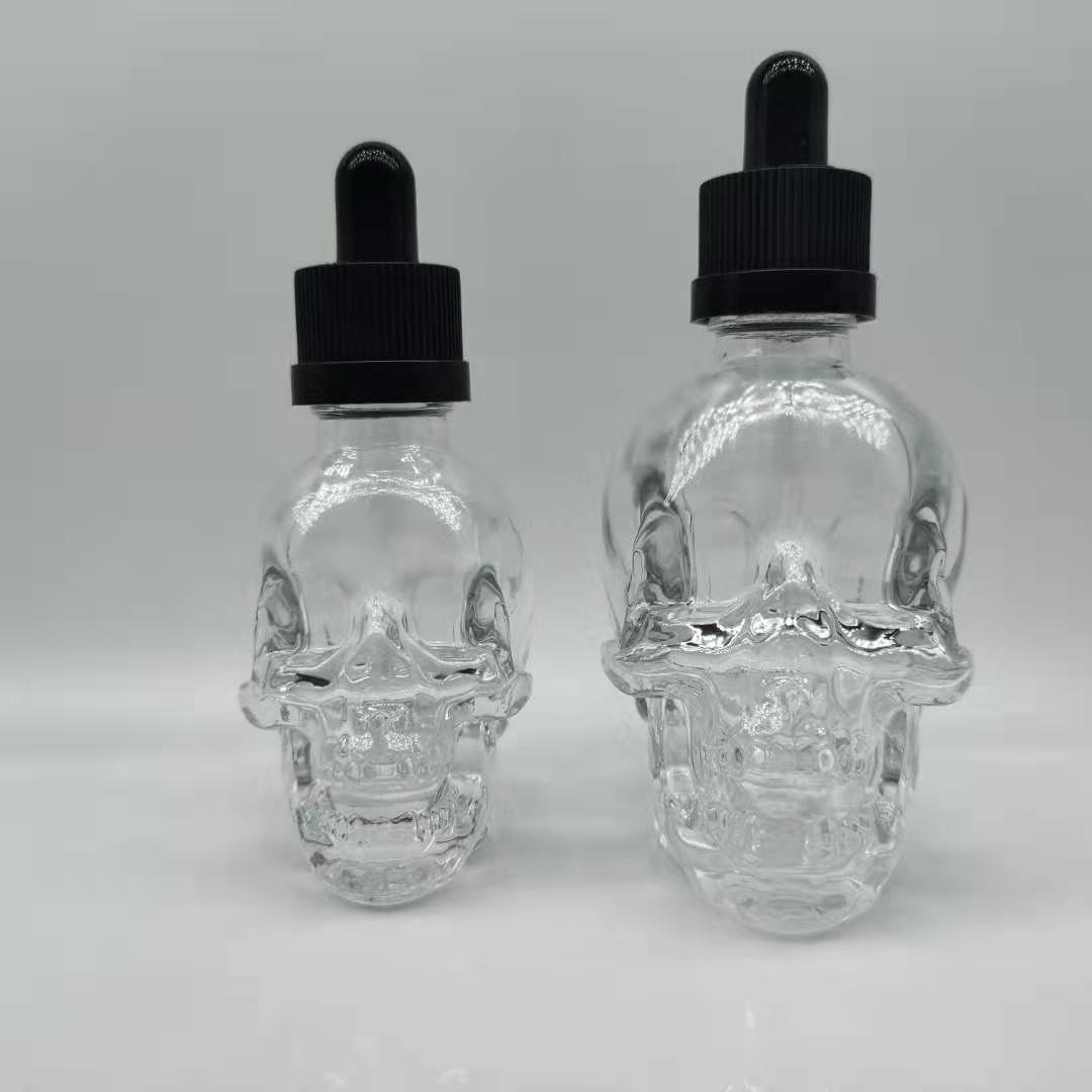 30ml Cool Spray black Skull Glass bottle  30ML 60ml 120ml Black Skull  Glass Dropper Bottles