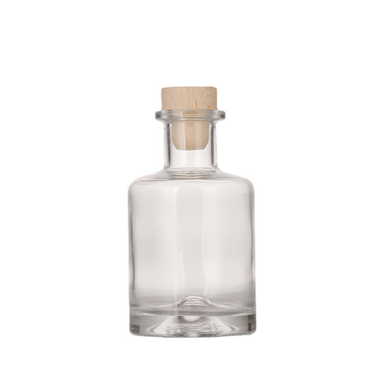 100ml 200ml 250ml 300ml Transparent round empty flint glass liquor wine Whisky tequila Vodka Glass Bottle with Cork