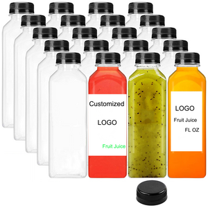 300ML Milk tea Bottle Food Grade Square Beverage 16 Oz lemon juice Plastic Bottles With Caps 12 Oz Juice Bottles With Caps