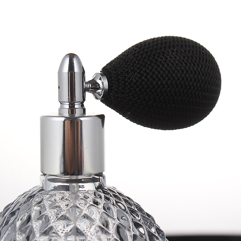 Custom 100ML 50ml Vintage Ball Shape diffuser hanging fancy Car Empty Perfume Bottle with Gas Bag Atomizer Spray