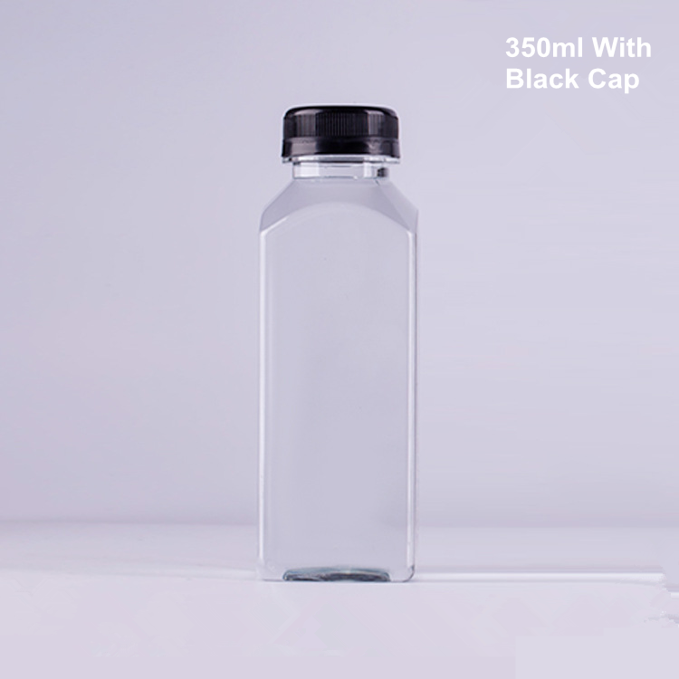 300ML Milk tea Bottle Food Grade Square Beverage 16 Oz lemon juice Plastic Bottles With Caps 12 Oz Juice Bottles With Caps