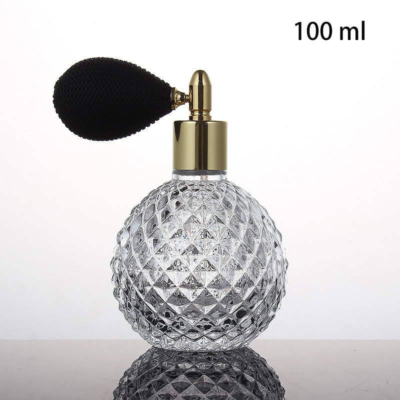 Custom 100ML 50ml Vintage Ball Shape diffuser hanging fancy Car Empty Perfume Bottle with Gas Bag Atomizer Spray