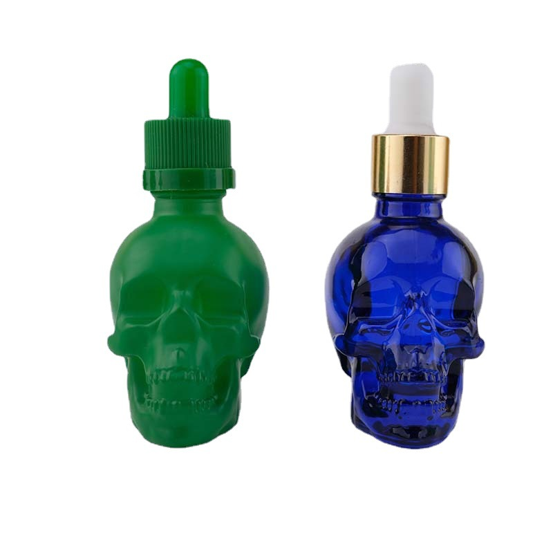 30ml Cool Spray black Skull Glass bottle  30ML 60ml 120ml Black Skull  Glass Dropper Bottles