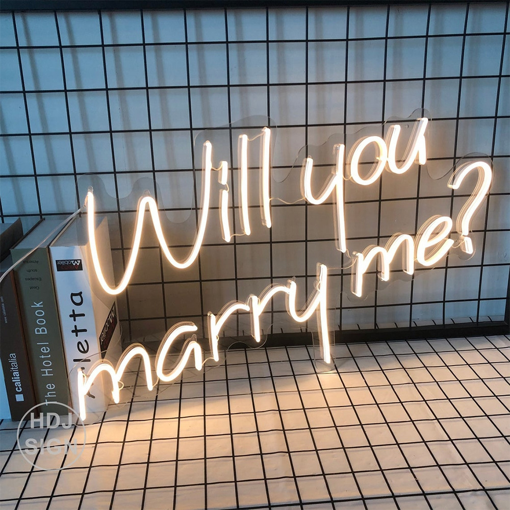 Wedding Propose LED Illuminated Sign Will You Marry Me She Said Yes Decorating Acrylic Neon Light