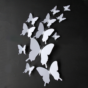 12PCS 3D White Butterfly Sticker For Kindergarten Classroom Office Bedroom Living Room Decoration