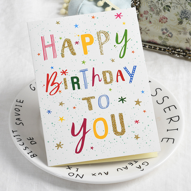 Large 5x7 Inch Card With Envelope And Inside Page 18 Designs Glitter Happy Birthday Greeting Cards In Bulk