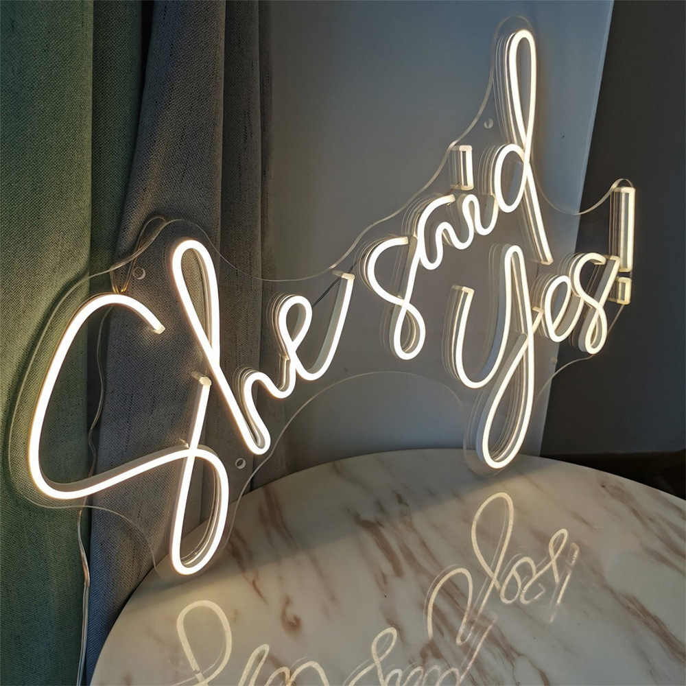 Wedding Propose LED Illuminated Sign Will You Marry Me She Said Yes Decorating Acrylic Neon Light