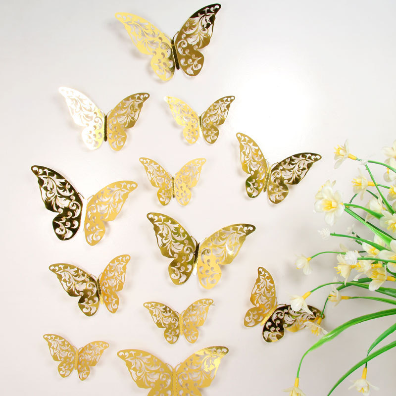 Factory Direct Christmas Supplies 12pcs 3D Butterfly Stickers For Wedding Anniversary Engagement Decorations