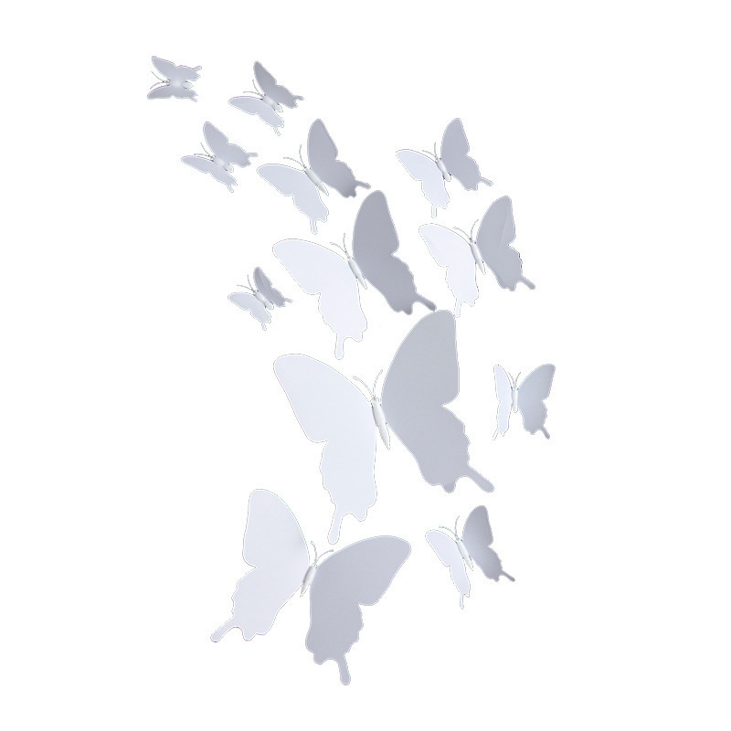 12PCS 3D White Butterfly Sticker For Kindergarten Classroom Office Bedroom Living Room Decoration